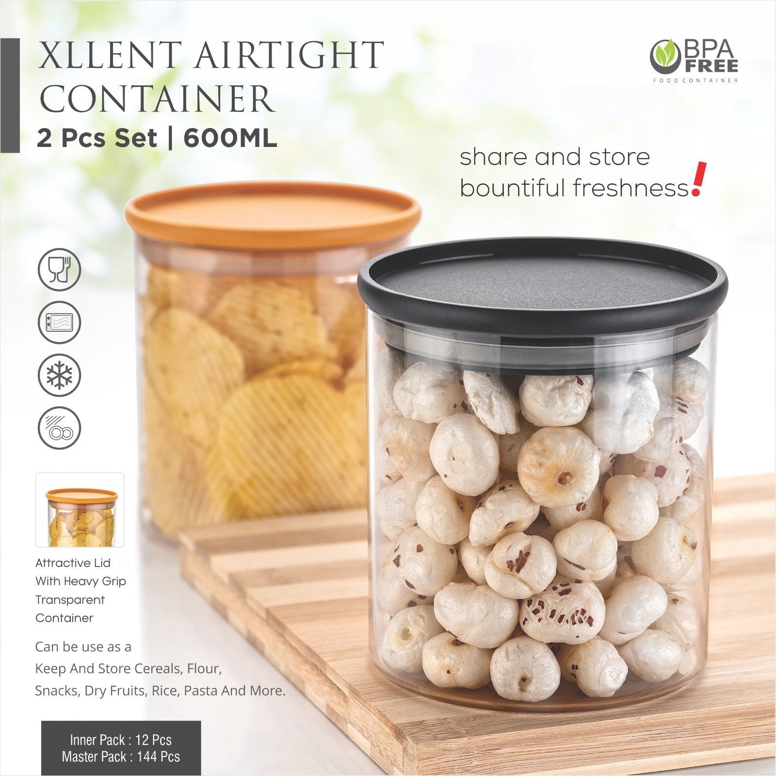 XLLENT AIRTIGHT CONTAINER 600ML 2PC SET