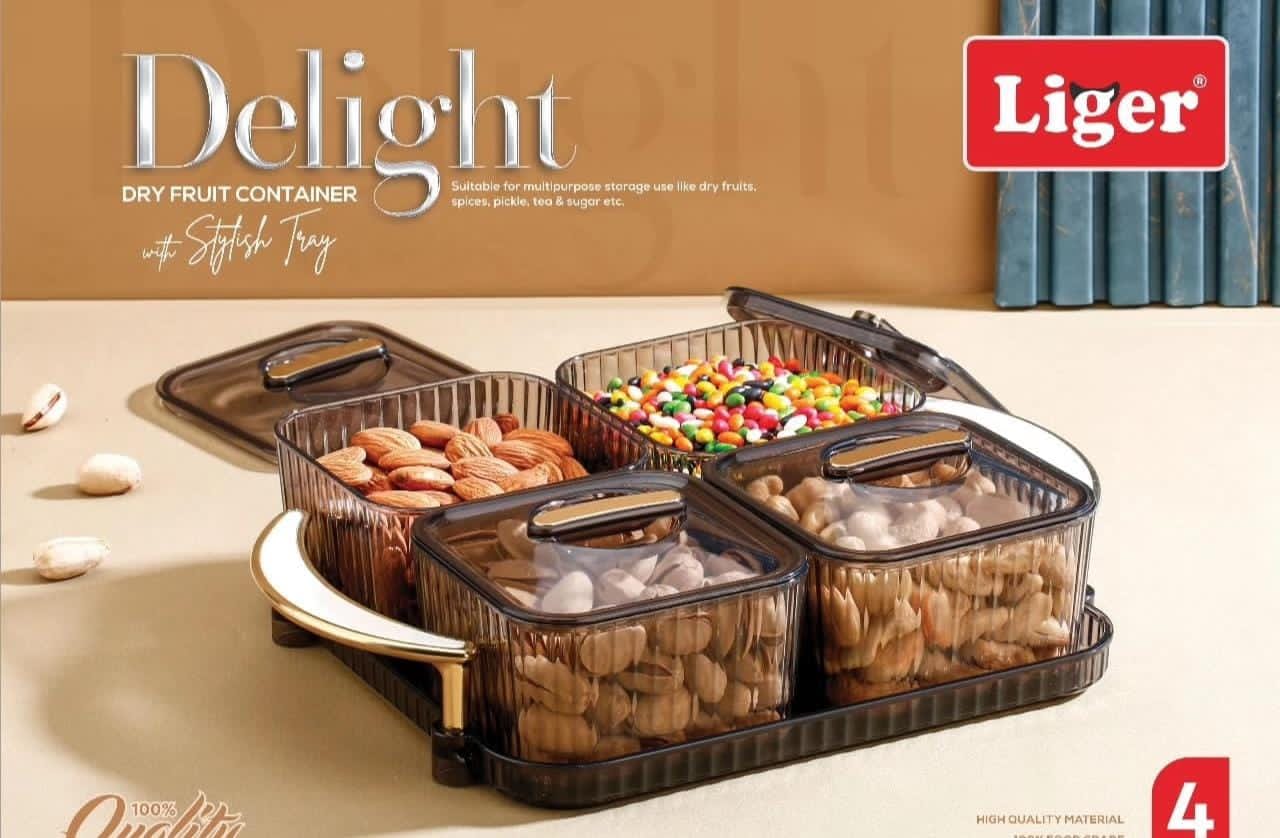 DELIGHT 4 SECTION DRYFRUITS TRAY (PREMIUM)